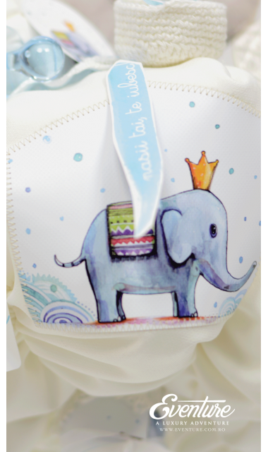 Lumanare de botez  pentru baiati cu elefanti, 65x4 cm, Pui de elefant  9